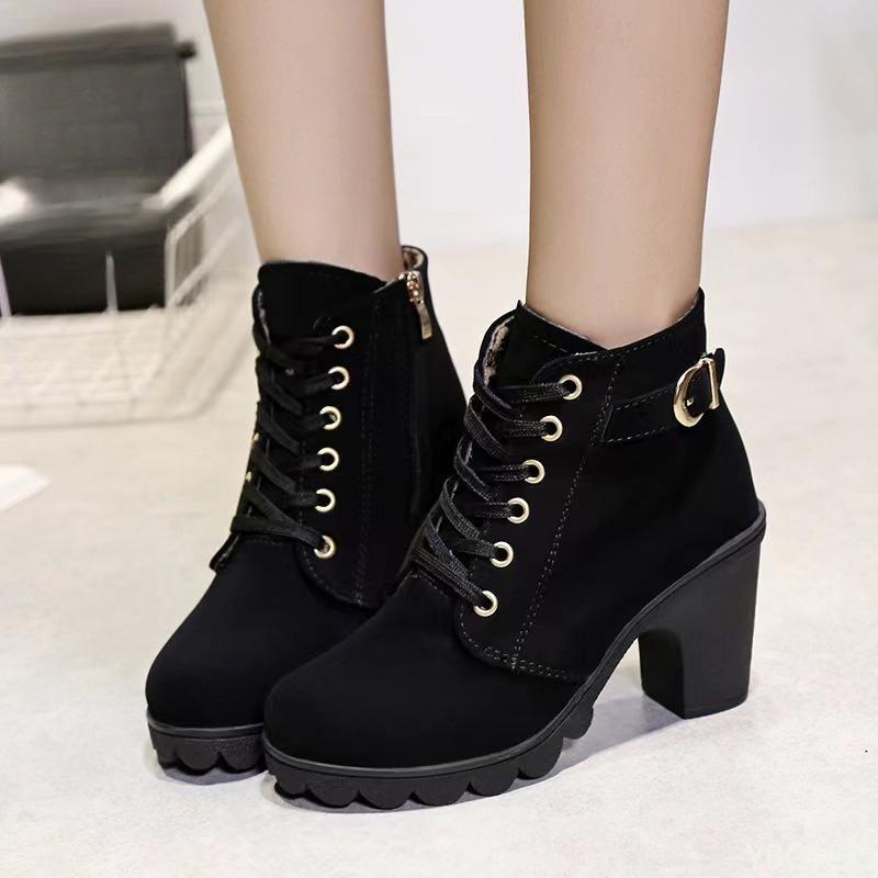 Fashion New Spring Winter Women Pumps Boots High Lace-up Ladies Shoes Simple comfortable versatile High Heels Boots