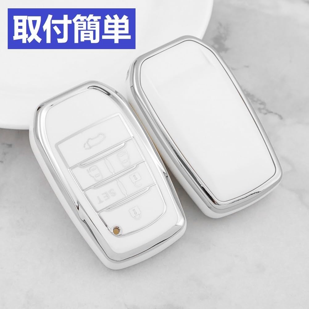 YANMW Alphard 30 Series Key Case Compatible with Toyota Alphard Vellfire 30 Series Late and Early Models Key Cover 6 Buttons Edge (Silver Black)