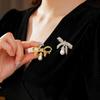 Korean Style Suit Collar Pin Badge Rhinestone Brooch Fashion Rhinestone Butterfly Brooch  Daily