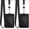 PU Leather Lanyard ID Card Holder Work Card Holder Access Control Cards Case Easy To Pull Buckle Retractable Card Holder