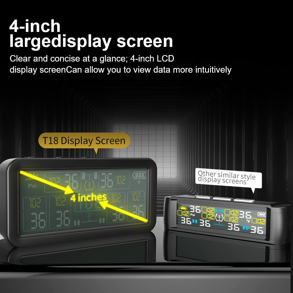 Wasserdichte Reifendruck-Temperaturwarnung 0~9.9Bar LKW Wohnmobil Solar TPMS 4/6 Externe Sensoren Auto Reifendruckalarm Digitales LCD-Display