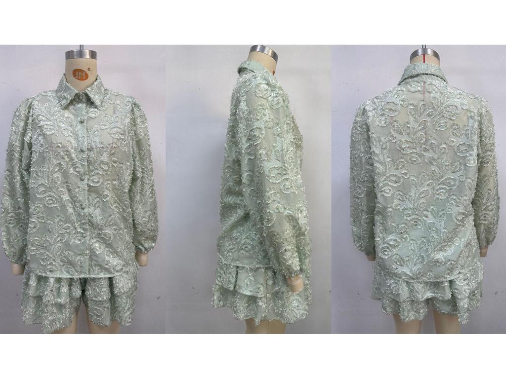 Auf Lager: Spitze Hohl Lässiges Langarm-Set - Sommerkollektion