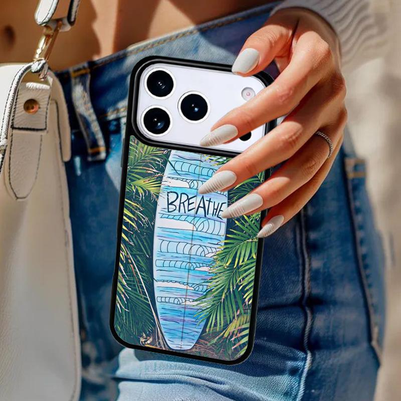 Beach Surf Board Ocean Waves Phone Case For iPhone 17 Air 14 15 13 12 Max Cover For Apple 14 15 16 16e 11 Pro Max Plus Coque
