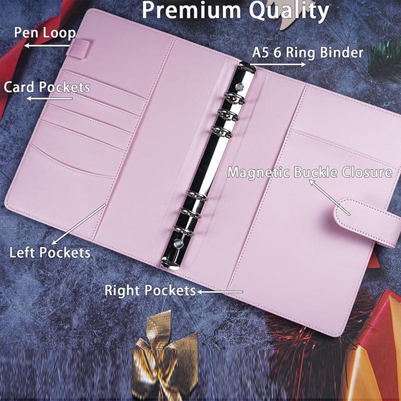 A5 Notebook Photocard Binder 25pcs Page(4 Grids)  PU Leather Loose Leaf Organizer Photo Binder Book Kpop Photo Albums Idol Cards
