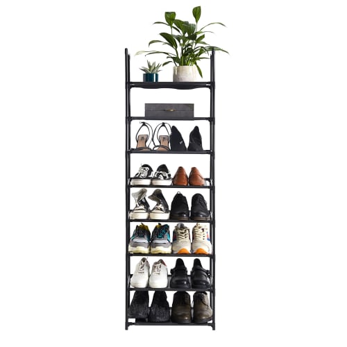 APICIZON 8-Tier Shoe Rack, Slim Shoe Storage, Space-Saving, Entryway Shoe Case, Shoe Box, Shoe Rack, Easy Assembly (8 Tiers, Black)
