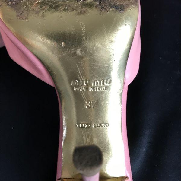 Miu Miu Italia Măgăruș Roz 37 23.0-23.5 Pantofi cu Toc Bijuterii(FOLOSIT)