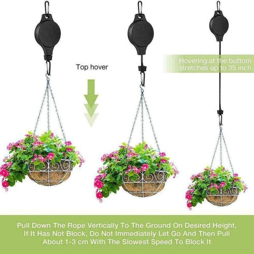 Sturdy Retractable Gardening Plant Hooks Heavy Duty Auto Lock Hanging Basket Hook Adjustable Height Bird Feeder Hook Garden Use