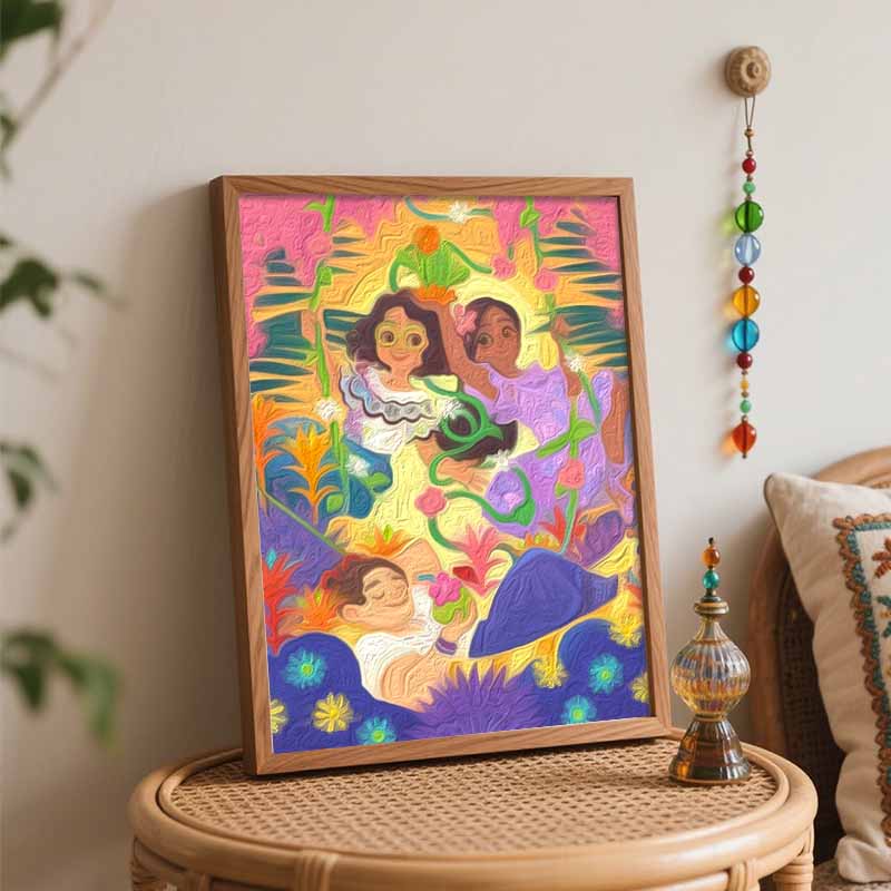 Disney Encanto Digital Oil Painting Art Painting Kit Manual Diy Painting for Home Decorations with Vibrant Flowers and Characters