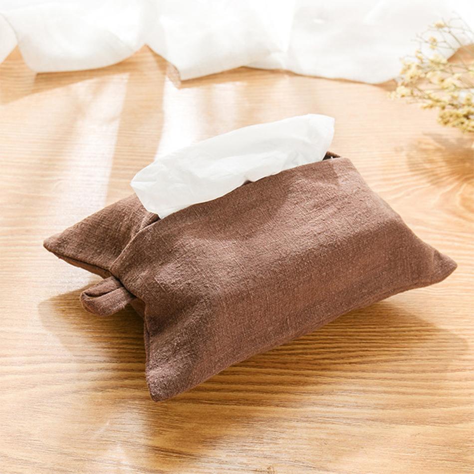 2PCS Ramie Fabric Tissue Box Cover,Napkin Holder Pumping Napkin Cover, Paper Box For Kitchen Car Toilet Tissue Case Container