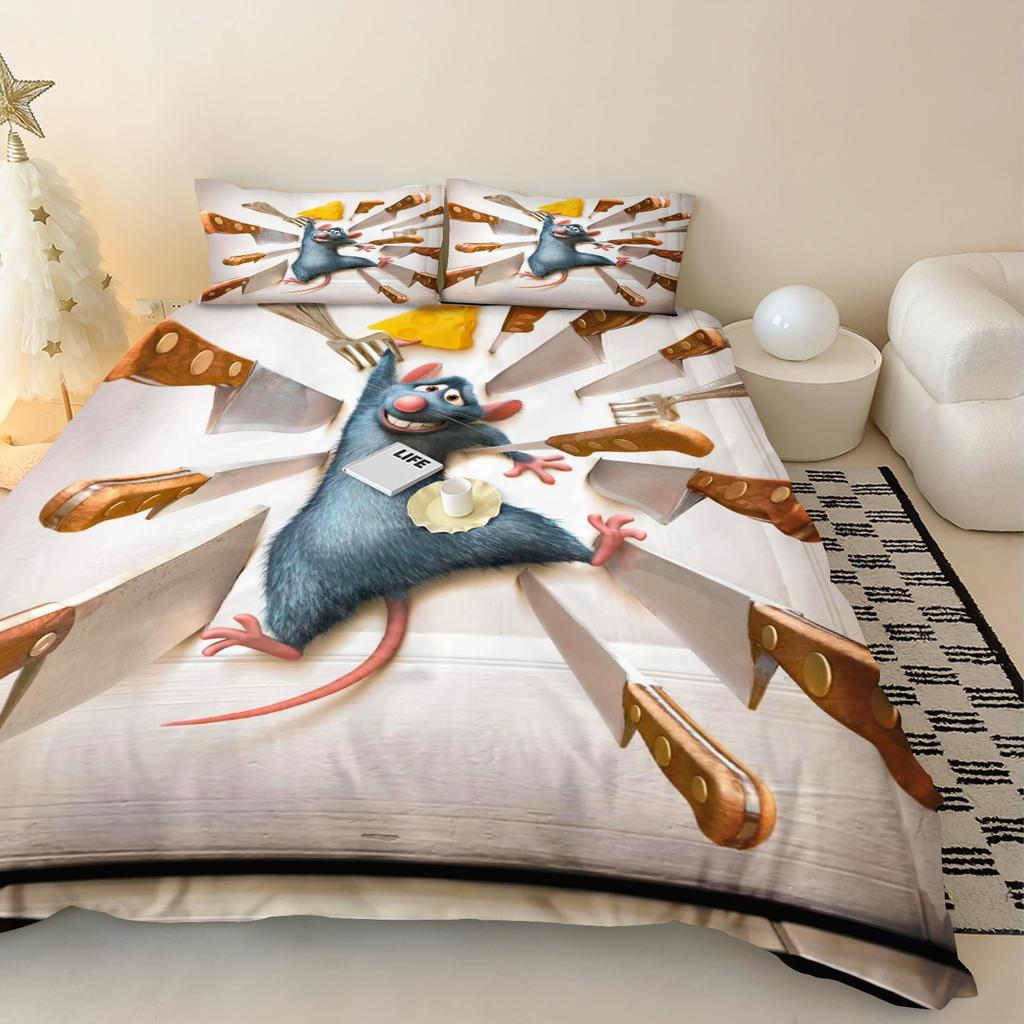 Cartoon Ratatouille Duvet Cover Pillowcase Bedding Set Adult Boy Girl Bedroom Decoration Children Gift Single Double Large Size