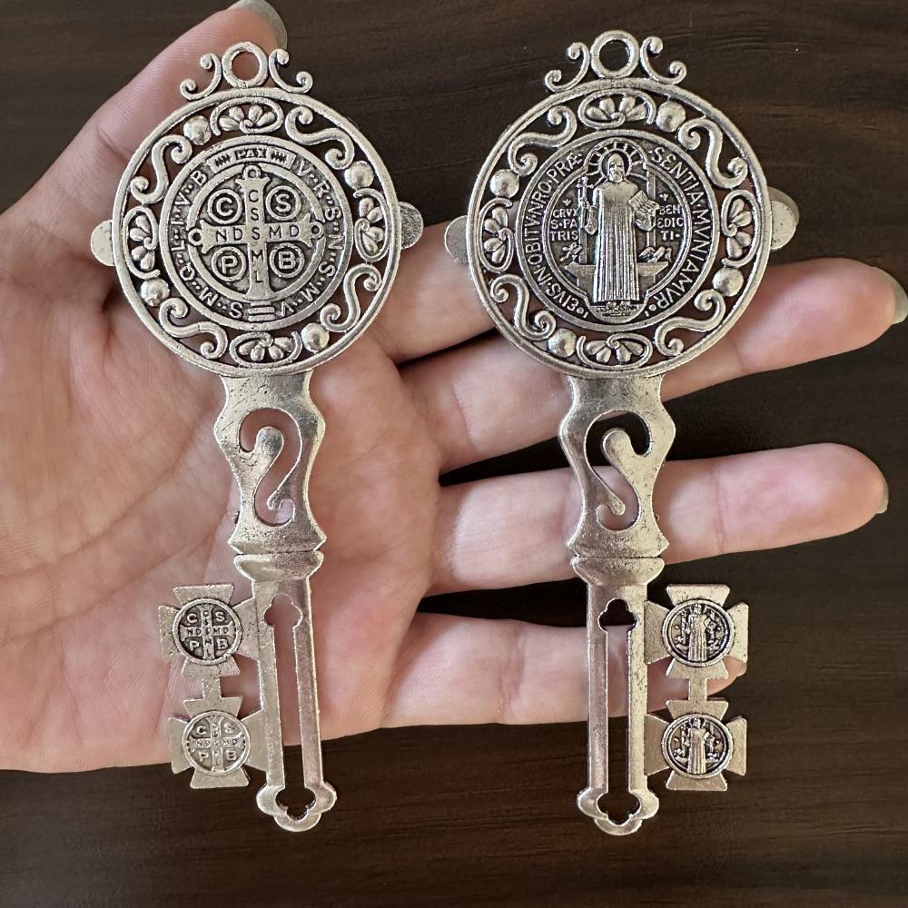 Classic Saint Benedict Key Accessories. Double-sided Enamel Holy Seal for Weddings, Homes & Easter Gifts.