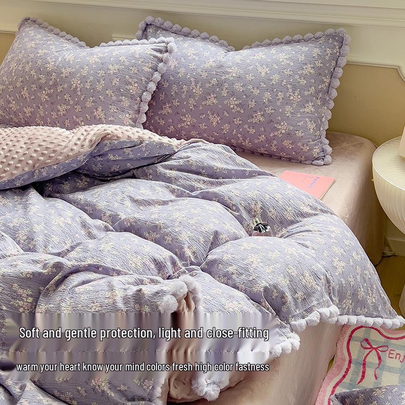 Thickened Bean Velvet Duvet Cover, Double-Sided Milk Velvet, for Autumn/Winter Warmth, Ideal for Student Dormitories