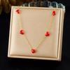 Niche Light Luxury Red Heart Pendant Set: Gold-Plated Stainless Steel Jewelry
