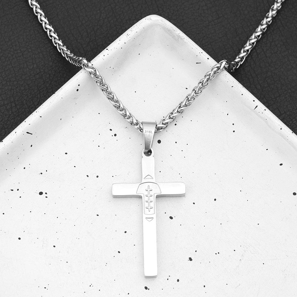American Football Cross Pendant Necklace Trendy Hip Hop Niche Vacuum Intracranial Plating Does Not Fade