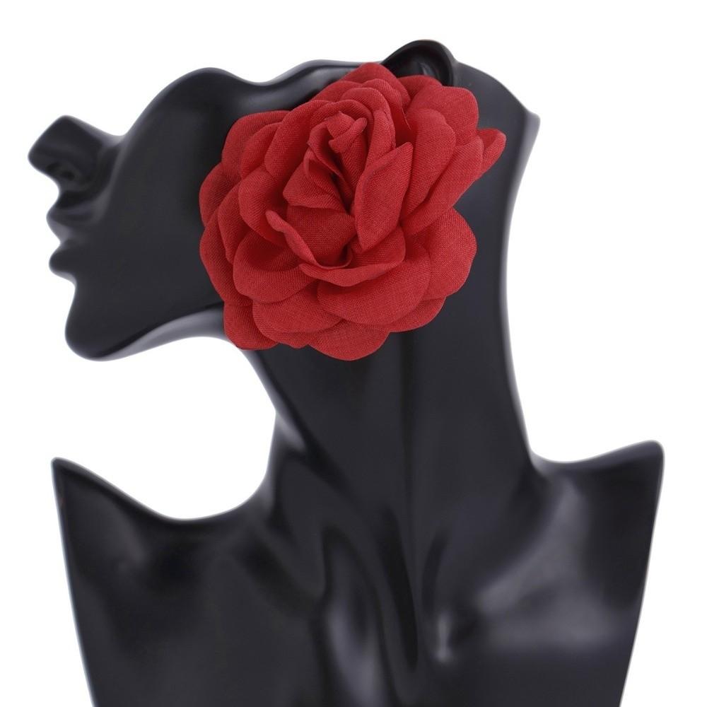 1 Paire Boucles d'Oreilles Statement en Tissu Boucles d'Oreilles Élégantes Pétales Simulés Bijoux pour Femmes