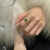 Anello Geometrico Quadrato Smeraldo Zircone Anello Impilabile Design di Nicchia per Donna
