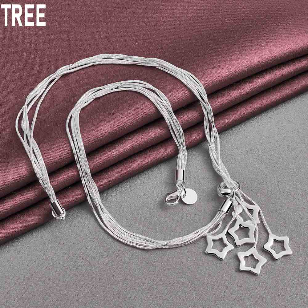925 Sterling Silver Snake Chain Star Necklace Fashionable Wedding Jewelry