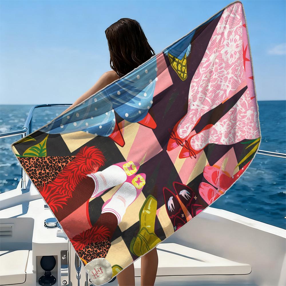Doodle MixBeach Towel Ultra-fine Fiber Quick Drying Absorbent Beach Swimming Vacationvacation Essentials Gifts