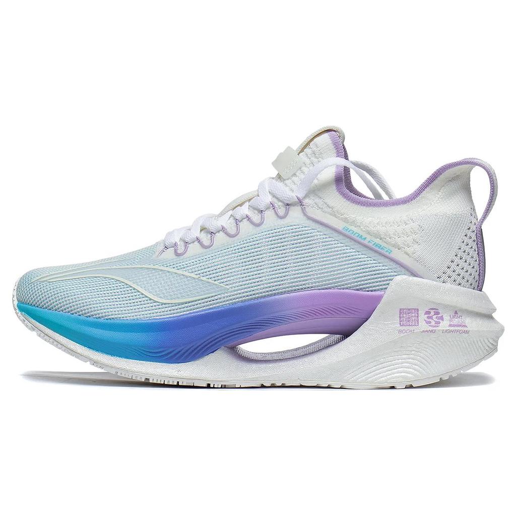 New LiNing Jueying Essential Cushioning Anti Slip And Wear Resistant Low Top Running Shoes Women's White Blue Purple ARRT008-11