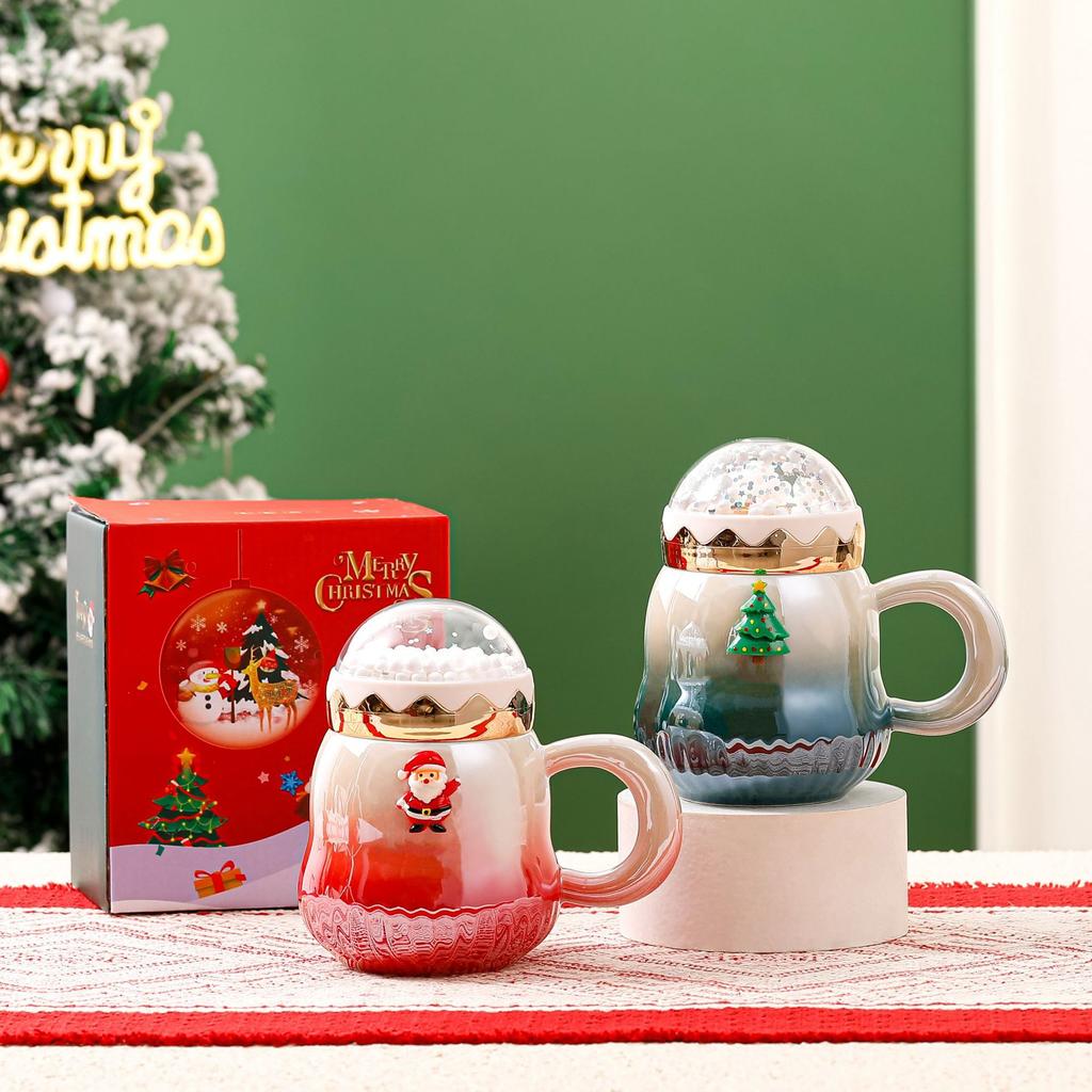 Cană ceramică de Crăciun, cană de Crăciun cu aspect înalt, cană de apă de Moș Crăciun, suvenir cadou, cană cadou