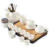 High-end tea set, ink, suet jade, kung fu white porcelain set, high-end teapot for home use, holiday gift