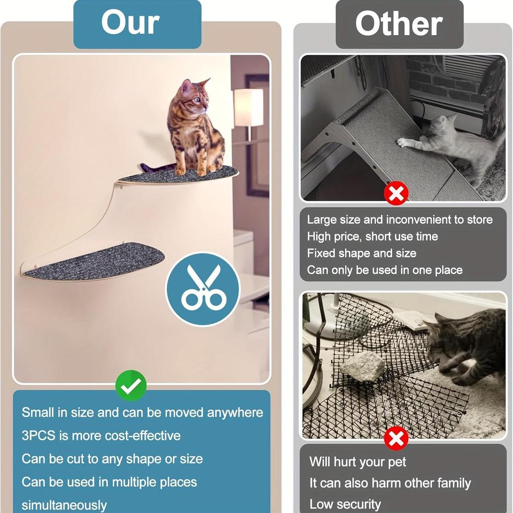 Furniture Protector for Cats That Can Be Trimmed Featuring a Self-Adhesive Scratching Mat To Safeguard Couches Doors, And Cat Tree Shelves from Claws