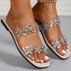 Women's Sandals PVC Summer Shoes Woman Flat Sandals Bling Flower Slippers Sandalias Mujer Fashion Summer Sandals Women Footwear