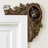 Saisonale Innendekoration 2 Stück Baumhöhle und Tier Holztür-Topper, Rustikaler Waldstil Dekorativer Weihnachts-Rahmen-Eckdekor, 2D