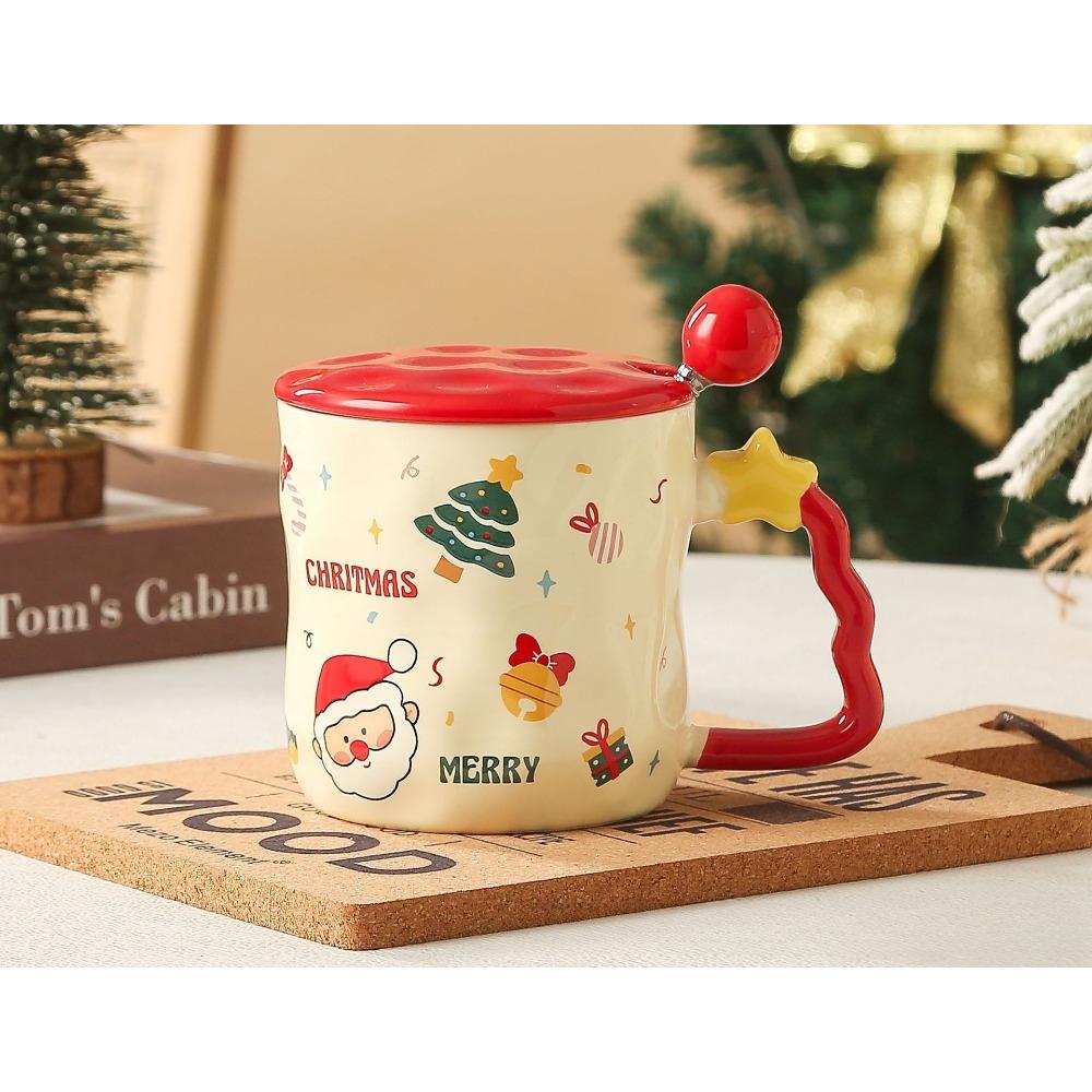 Creative Christmas Mug Christmas Ceramic Cup Souvenir Cup Coffee Cup with Lid Spoon Personalized Water Cup