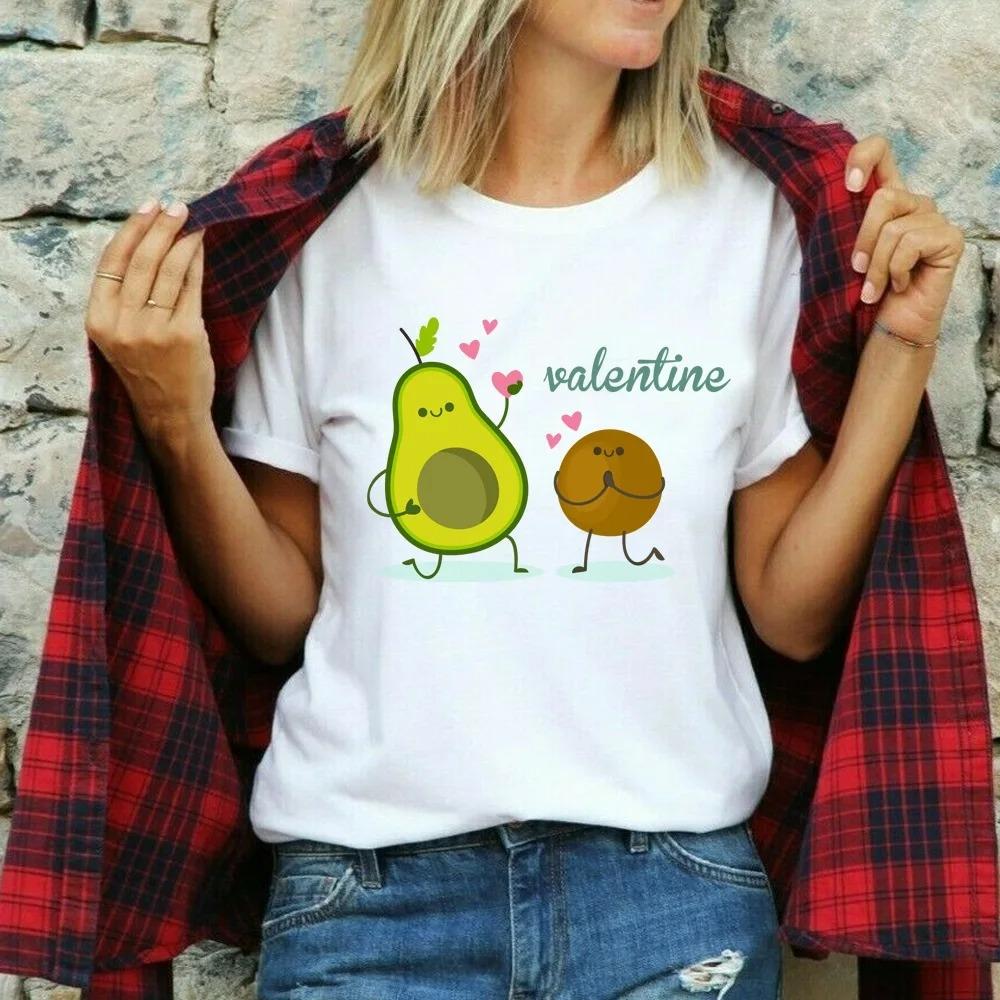 Cute Avocado Printed T-Shirt Short Sleeve Neck Fashion Casual Sport Aesthetic Gothic Clothes Summer Graphic Women'S T Shirt Gift