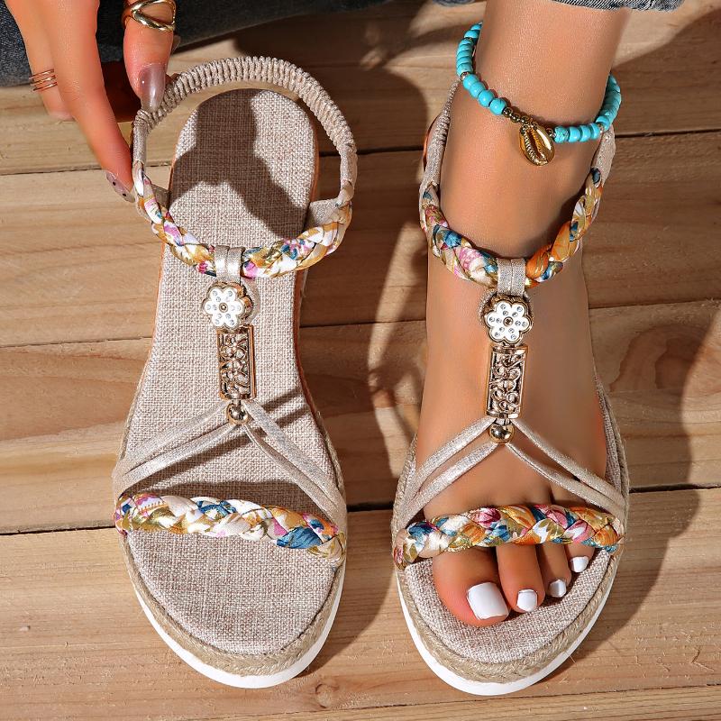 Fashion New Women Fashion Comfortable Outdoor Wedges Shoes Summer 2024 Flower Non Slip Platform Beach Low Heels Sandals Shoes for Women