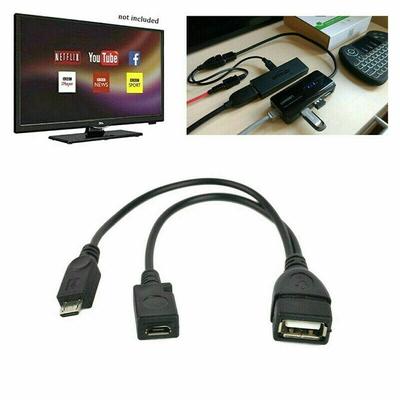 2-in-1 20cm Power Cable Cable Adapter Micro USB OTG Cable Data Cable USB Adapter Y Splitter