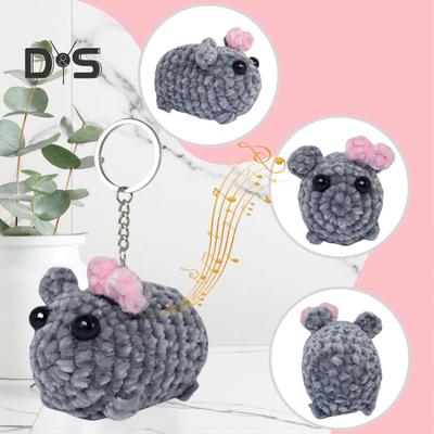 Сумний хом'як, плюшевий брелок, ручна робота, ручна робота, в'язана лялька, брелок з бантом, емоційний шарм, підвісний орнамент, гаманець, рюкзак, ключі від автомобіля, аксесуар