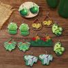European Clover & Heart Wooden Earrings with Cartoon Charm