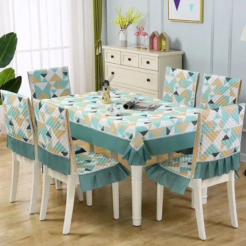 

Простий тканинний обідній стіл Побутовий універсальний чохол для стільця Сучасний прямокутний обідній стіл Тканинний чохол і подушка для стільця Chair 1 cover 1 back