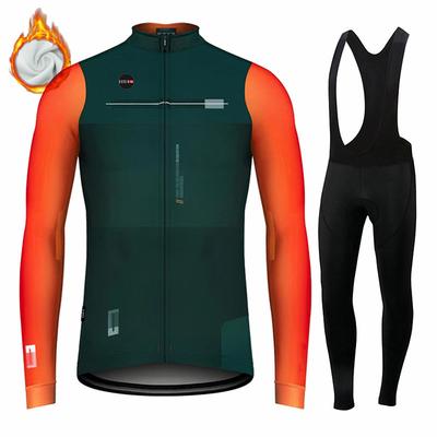 Men's Cycling Clothing Set, Long Sleeve Sweater with Thermal Fleece, Mountain and Road Bike Pants, Winter,Salexo Mountain Bike