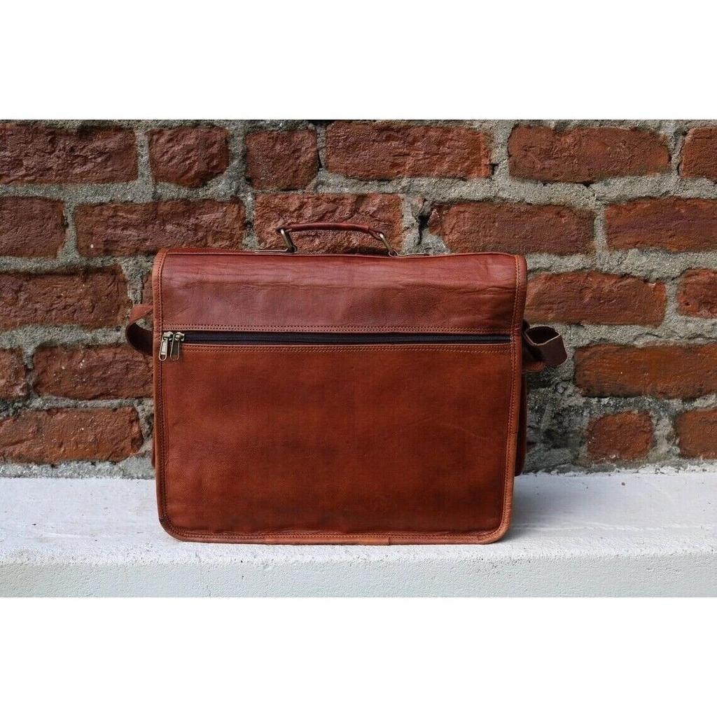 Vintage Leather Bag Men's Messenger Shoulder Laptop Bag Briefcase