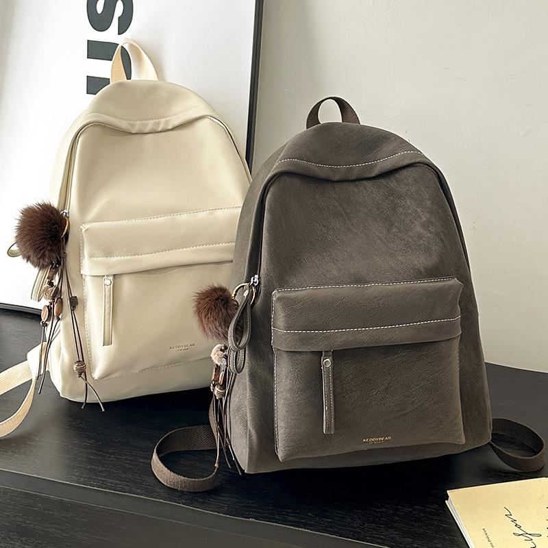 Minimalist Faux Leather Backpack Casual Daily Use Backpack for Women Simple Design Ideal for School Commute Travel and Everyday Outings No Pendant