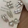 Silvery Y2k Hair Clips For Women Elegant Metal Duckbill Clip Side Bangs Barrettes Girls Hair Accessories