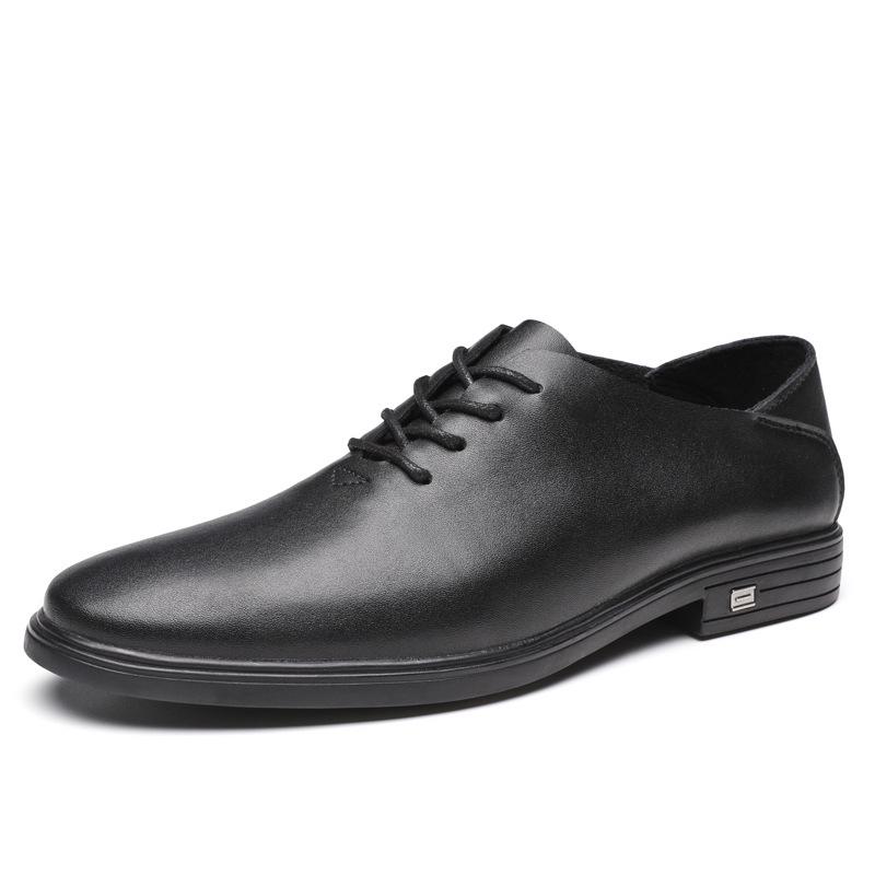 Men s Black Autumn Leather Casual  Formal Korean Style Soft Surface Shoes. 39