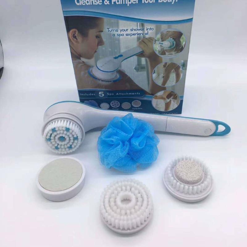 Электрическая щетка для душа с силиконовой щетиной для мытья всего тела и скрабирования спины