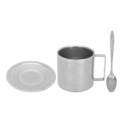 Insulated Coffee Cup Set Double Layer 304 Stainless Steel Coffee Mug with Saucer and Scoop for Home
