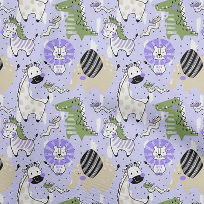Cotton Flex Amethyst Fabric Kids Cutie Animal Sewing Material Print Fabric by The Yard 40 Inch