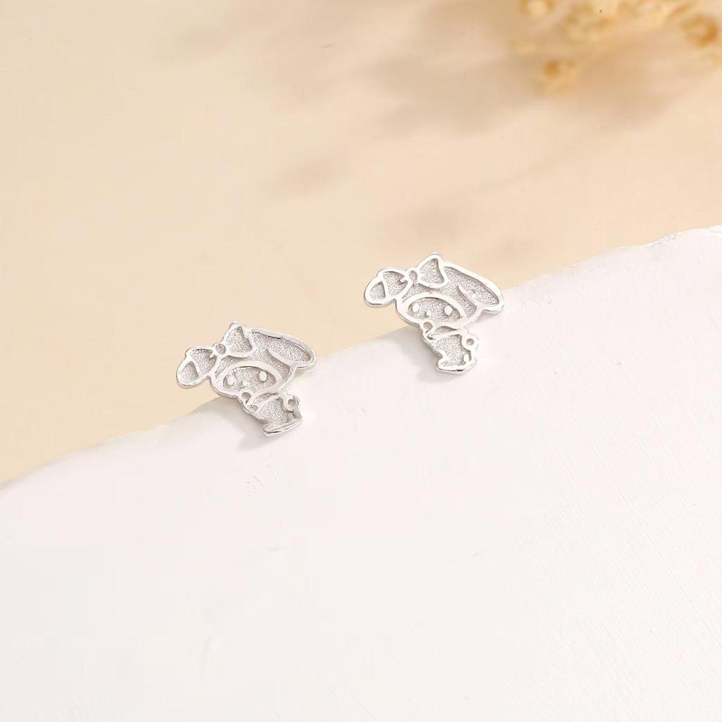 Beixi Sterling Silver Melody Cartoon Stud Earrings - Simple, Delicate, Fresh Niche Jewelry