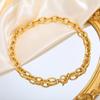 Grote Schakelketting met Toggle Sluiting voor Dames, 18K Verguld Ovalen Schakelketting, OT Bar Sluiting Waterdichte Sieraden