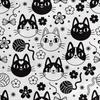 Royal Samt Stoff Polyester Zum Nähen - Motiv Schwarze Und Weiße Katzen