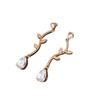 Simple Long Copper Inlaid Zircon Earrings Leaf Stud Earrings Personality Chic Earrings Temperament Elegant Women's Earrings Decoration