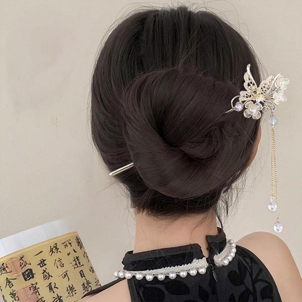 Elegant Chinese Style Tassel Hair Stick Hairpins Traditional Floral Hanfu Hair Sticks Women’s Vintage Bamboo Hair Accessories