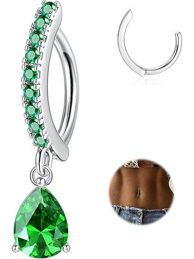 Европейский и американский стиль Циркониевый пирсинг пупка в форме капли воды - Элегантное и модное украшение Copper + Zircon