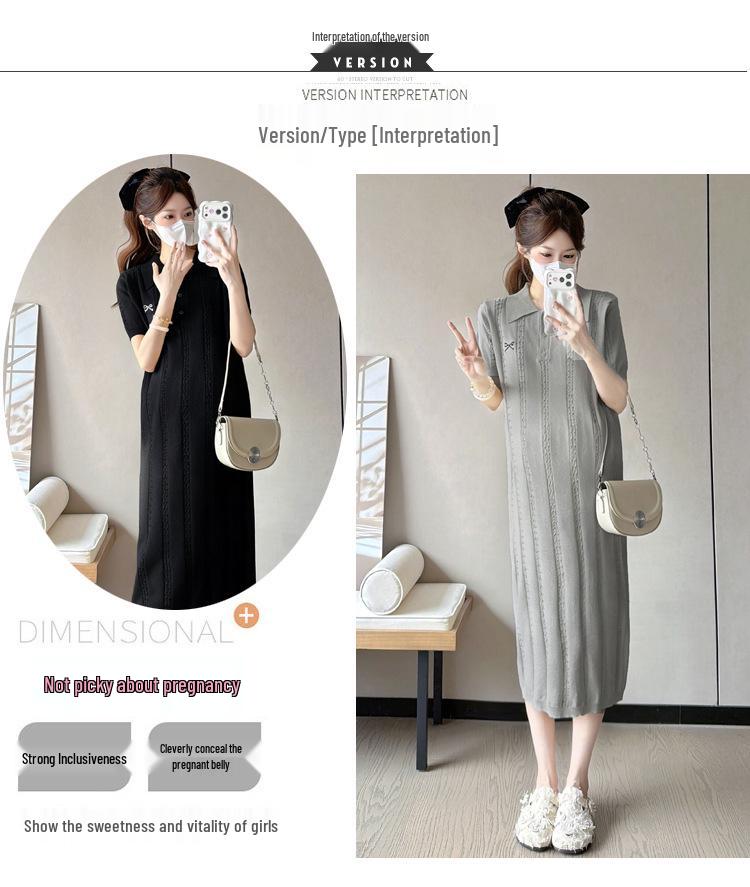 Maternity Summer Trendy Plus Size Knit Dress: Casual, Slimming & Versatile